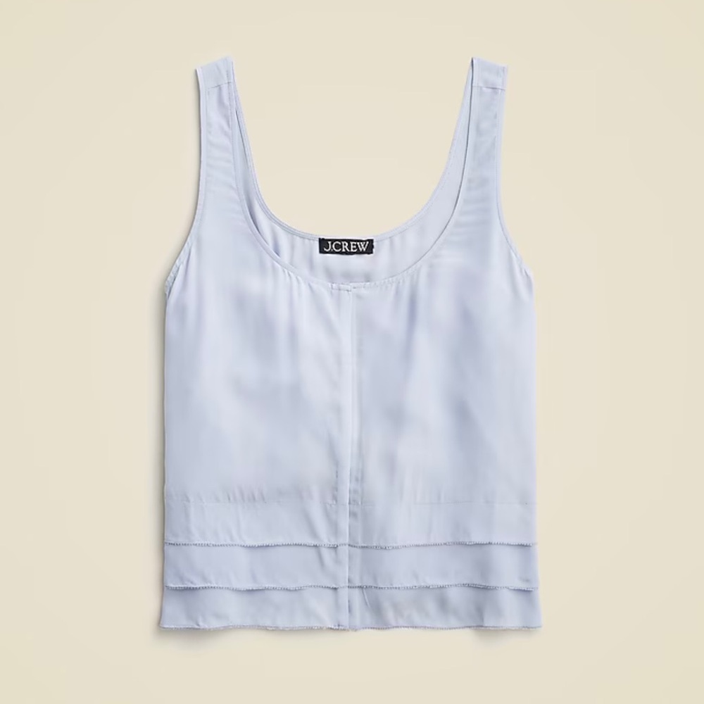 NWOT! J. Crew Drapey tiered top in crepe de chine - Color: Light Lakeshore